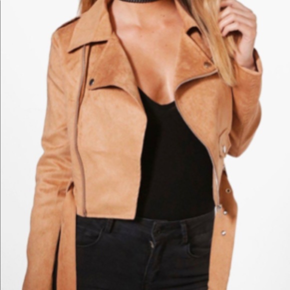 Boohoo Faux Suede Biker Jacket - Picture 3 of 3